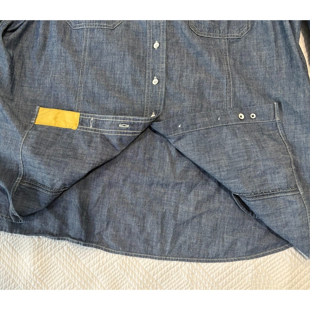 Duluth Denim Women's Chambray Shirt Size 2XL Plus Tunic Collarless Button Up - Picture 3 of 9